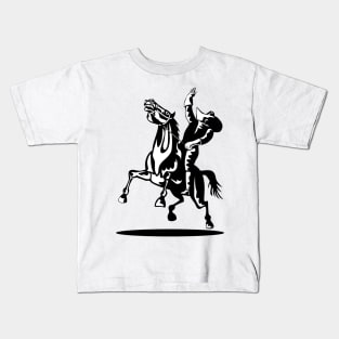 Cowboy Riding Horse Hand Up Retro Kids T-Shirt